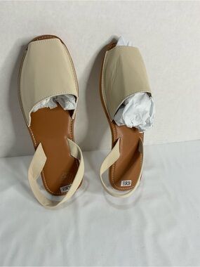 Local European Cream Slingback Sandals with Tan Footbed